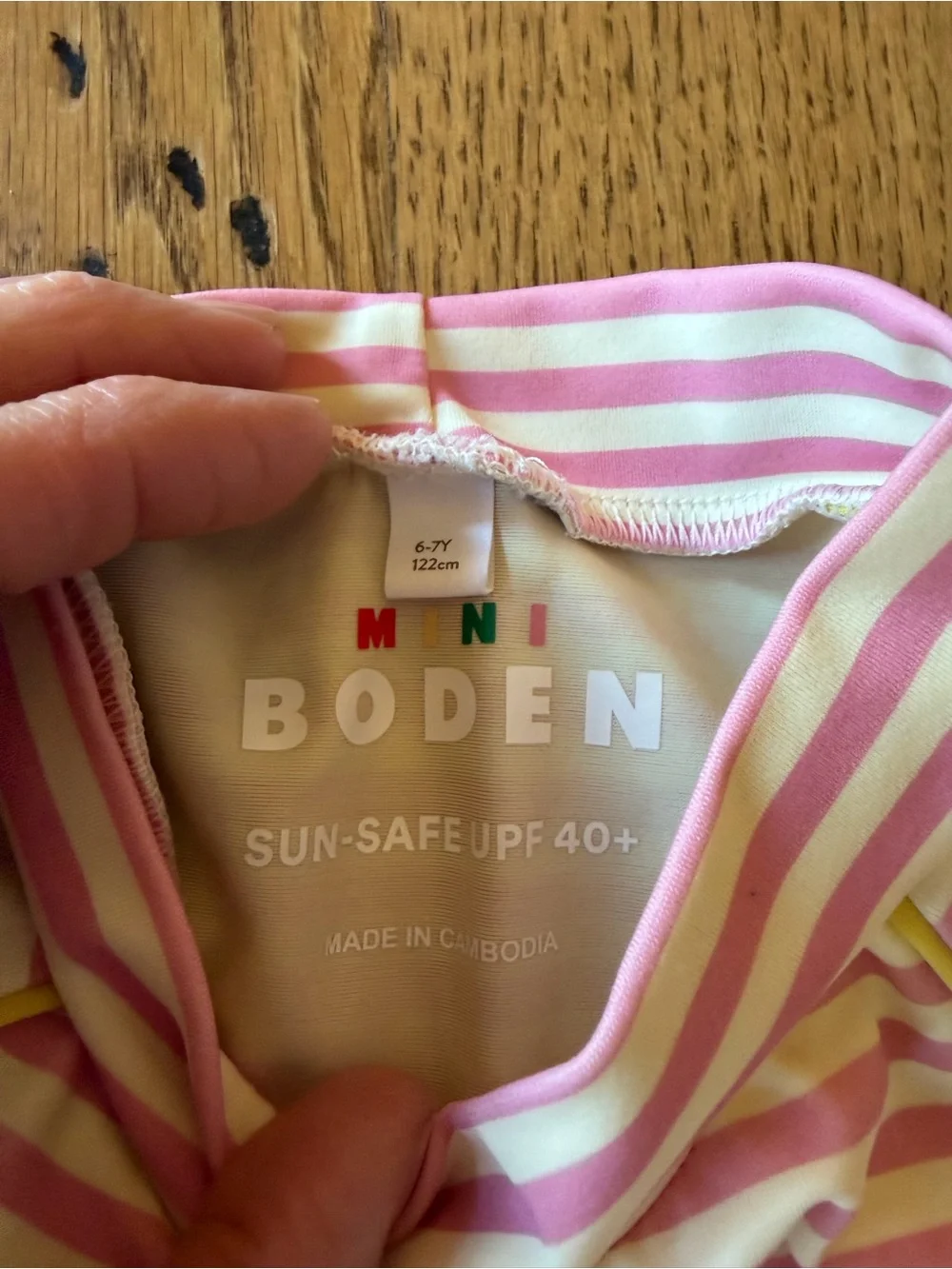Mini Boden Pink Striped Rash Guard and Floral Capri swim Set